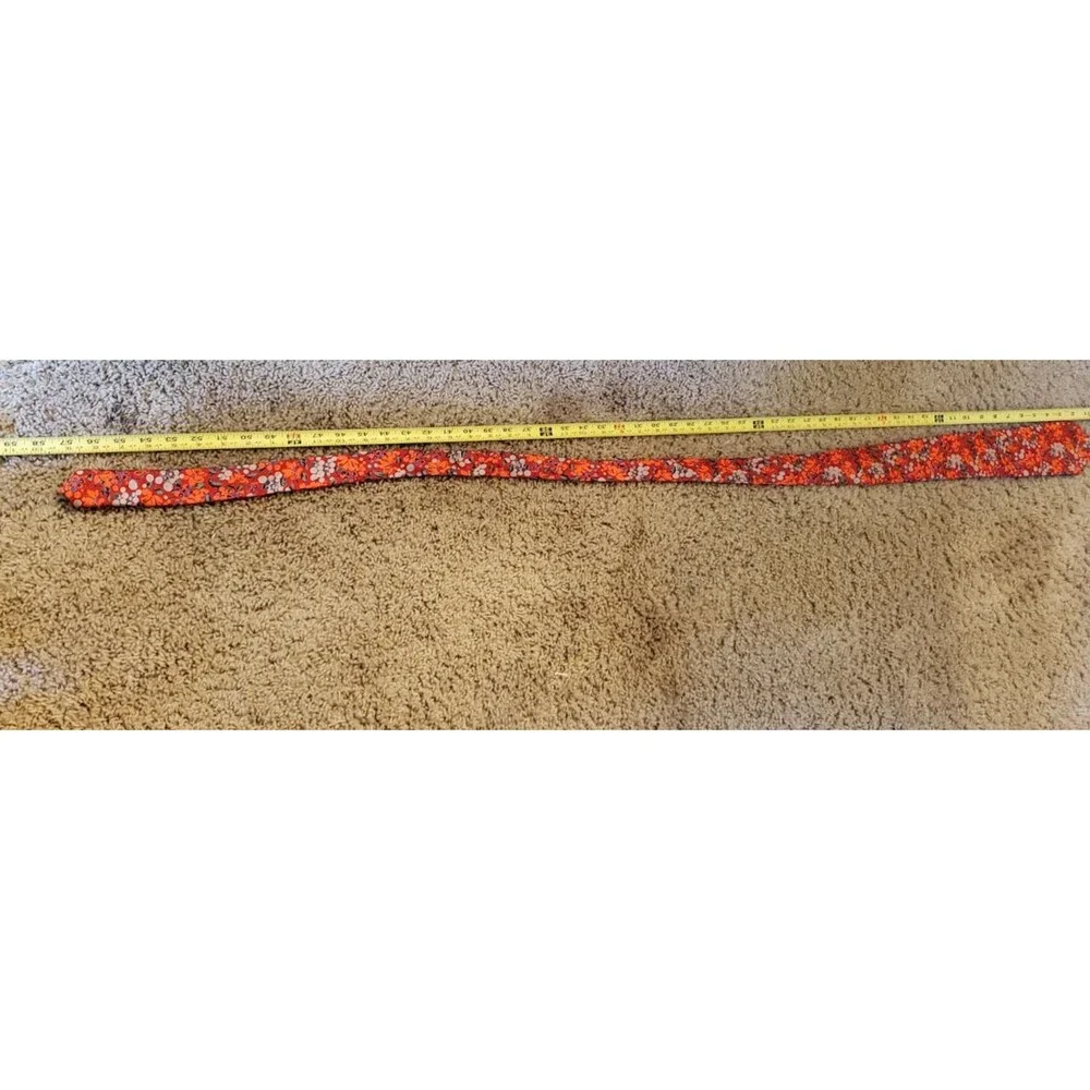 VTG Yves Saint Laurent Mens Silk Tie Red Orange Floral Berry Botanical YSL